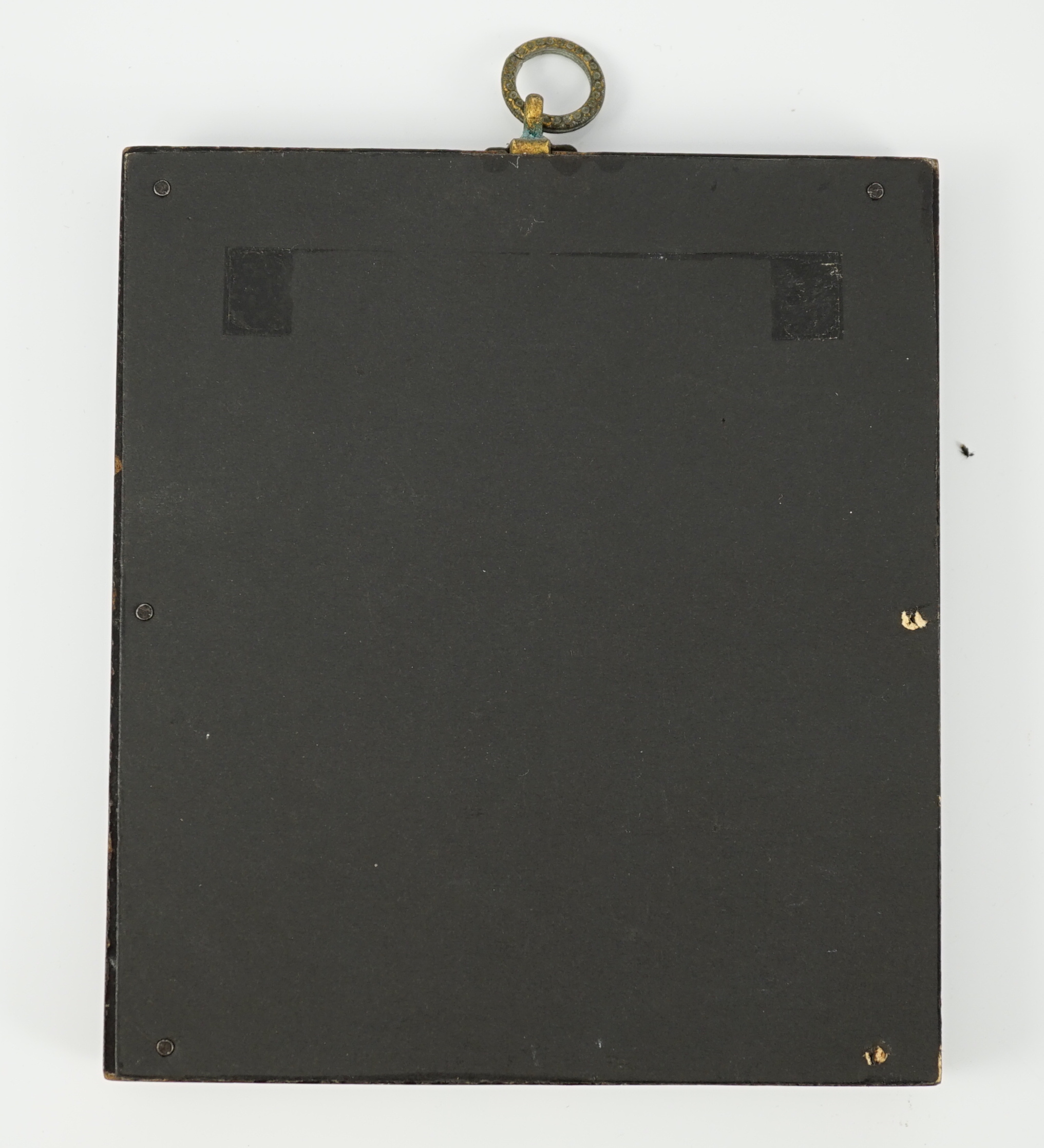 John Miers (1756-1821), Silhouette of a gentleman, painted and bronzed plaster, 7.9 x 6.5cm.